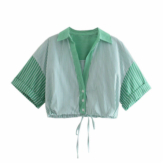 Collared Green Striped Shirt