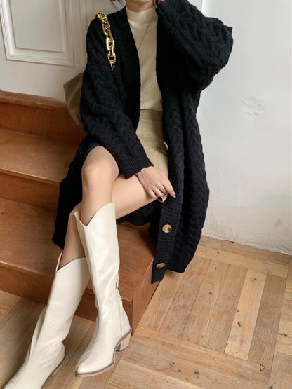 Long Thick Knitted Cardigan