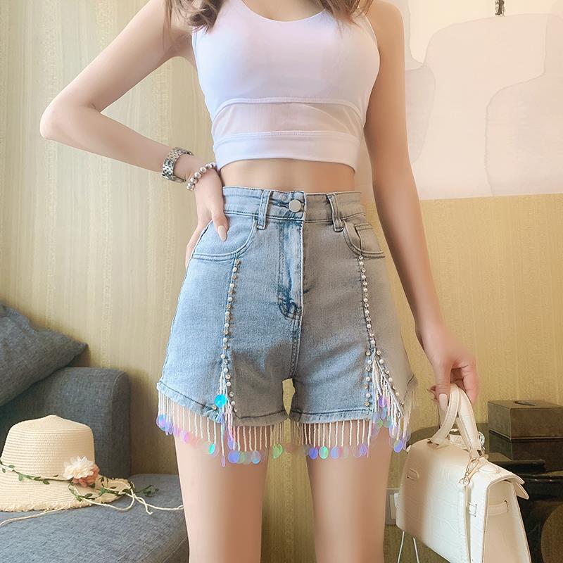 Fringe Denim Shorts