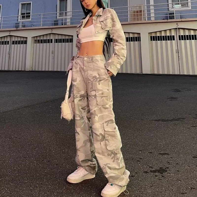 Grey Camo Cargo Pants