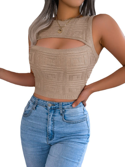 Midriff-baring Knitted Sweater