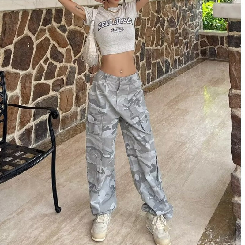 Grey Camo Cargo Pants