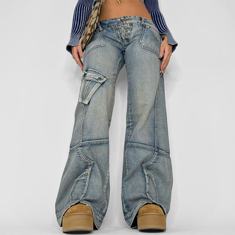 Distressed Split Line Jeans