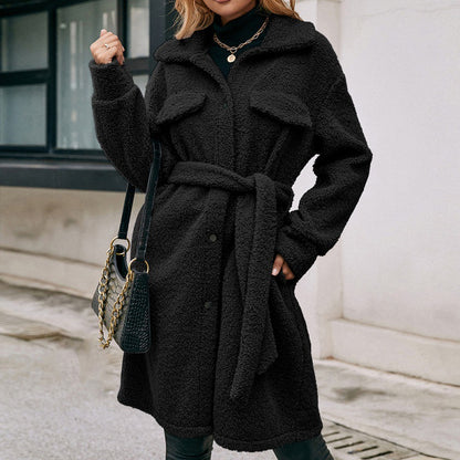 Belted Plush Trench Coat