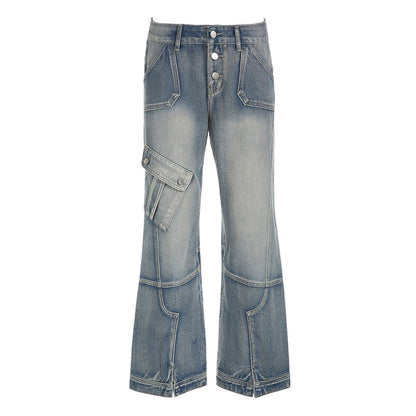 Distressed Split Line Jeans