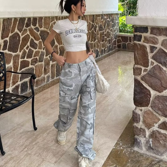 Grey Camo Cargo Pants